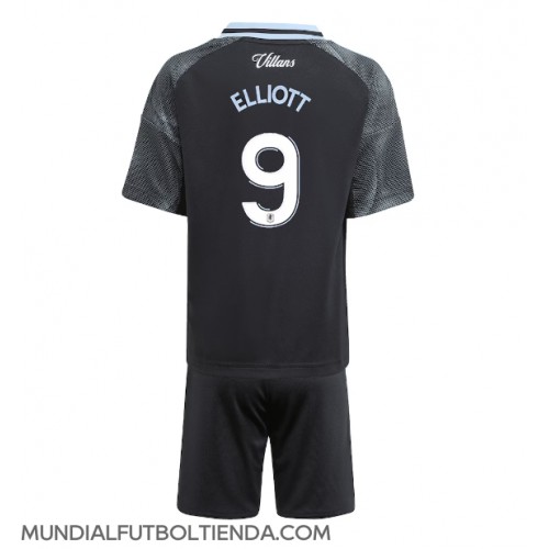 Camiseta Aston Villa Harvey Elliott #9 Segunda Equipación Replica 2025-26 para niños mangas cortas (+ Pantalones cortos)